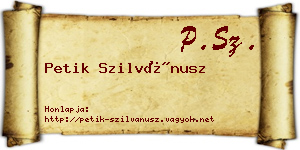 Petik Szilvánusz névjegykártya